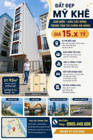ĐẤT ĐẸP MỸ KHÊ 1 – GẦN BIỂN – SƠN TRÀ – KHU TRUNG TÂM TÀI CHÍNH ĐÀ NẴNG GẦN CẦU RỔNG