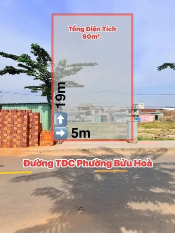 Bán Đất 90m² thổ cư 90m² giá 3.15 tỷ tại Đường Nguyễn Thị Tồn Phường Bửu Hòa Thành phố Biên Hòa Đồng Nai