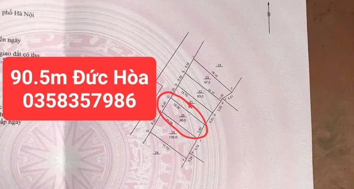 Bán Đất 90m² thổ cư 40m² giá 1.87 tỷ tại Xã Đức Hoà Huyện Sóc Sơn Hà Nội