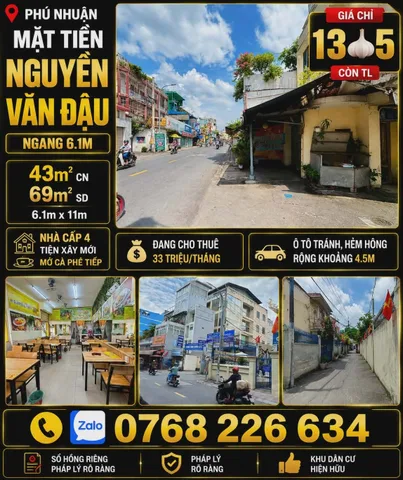 🍀 PHÚ NHUẬN • MẶT TIỀN NGUYỄN VĂN ĐẬU • NGANG 6.1M • 💰13🧄5