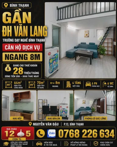 🍀 BÌNH THẠNH • NGUYỄN VĂN ĐẬU • GẦN ĐH VĂN LANG • NGANG 8M • 💰12🧄5 • 📱0768 226 634