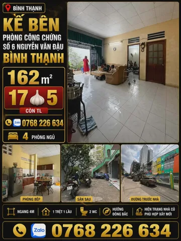🍀 KẾ BÊN PHÒNG CÔNG CHỨNG SỐ 6 NGUYỄN VĂN ĐẬU BÌNH THẠNH 162M² 4PN 💰17🧄5 📱0768 226 634