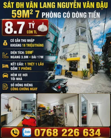 SÁT ĐH VĂN LANG NGUYỄN VĂN ĐẬU 59M² 7 PHÒNG 💰8.7🧄 📱0768 226 634

💰 8.7🧄 còn TL