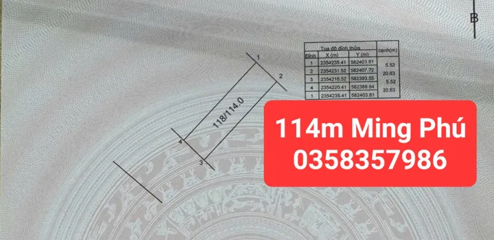 Bán đất Minh Phú DT 114m vuông,MT 5.52m
Giá bán 3 tỷ 700 triệu