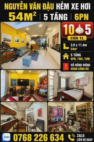 NGUYỄN VĂN ĐẬU HẺM XE HƠI 54M² 5 TẦNG 6PN 💰10🧄5 📱0768 226 634