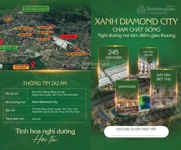 🏙 REVIEW LÔ VIEW HỒ – XANH DIAMOND CITY
📍 Trung tâm Thị trấn Hàng Trạm – Yên Thuỷ – Hoà Bình