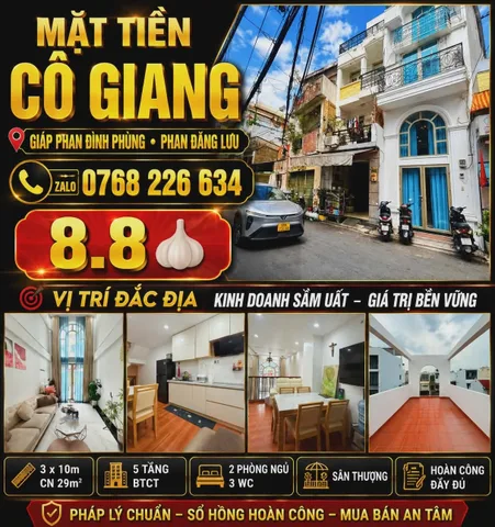 🏡 MẶT TIỀN CÔ GIANG GIÁP PHAN ĐÌNH PHÙNG, PHAN ĐĂNG LƯU 💰8.8🧄 📱0768 226 634
