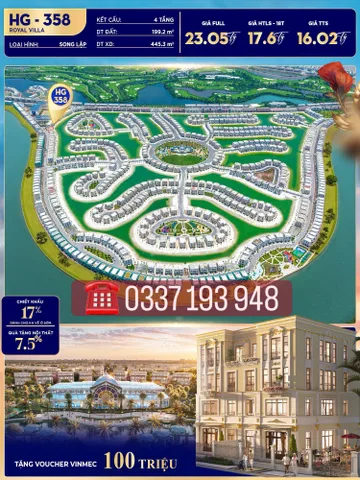 Bán biệt thự song lập Hoàng Gia HG-358 Vinhomes Vũ Yên Hải Phòng.