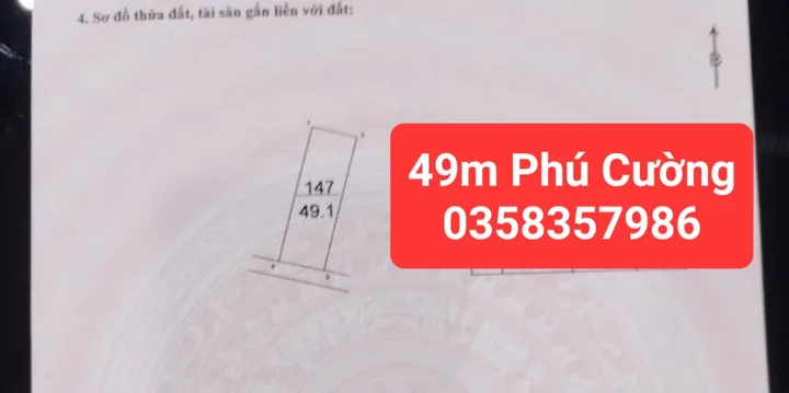 Bán đất Phú Cường DT 49m vuông,MT 4.5m
Giá bán 2 tỷ 100 triệu