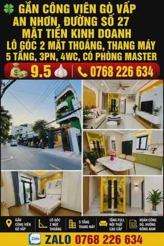 🍀 GẦN CÔNG VIÊN GÒ VẤP, AN NHƠN, ĐƯỜNG SỐ 27, MẶT TIỀN KINH DOANH, LÔ GÓC 2 MẶT THOÁNG, THANG MÁY 💰 9.5 🧄 📱 0768 226 634

💰 9.5 🧄 còn TL