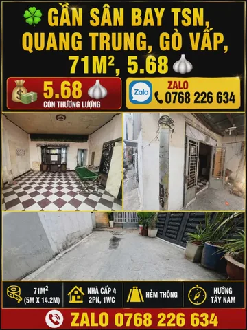 🍀 GẦN SÂN BAY TSN, QUANG TRUNG, GÒ VẤP, 2 TẦNG 2PN 💰4.79🧄 📱0768 226 634