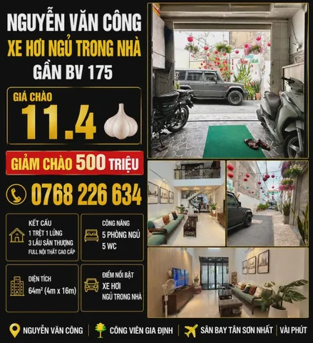 📍 NGUYỄN VĂN CÔNG • XE HƠI NGỦ TRONG NHÀ • GẦN BV 175 • 💰11.4🧄 • 📱0768 226 634