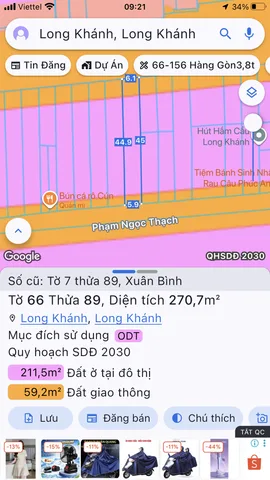 Cần bán gấp 6m*45m đường phạm ngọc thạch phường xuân bình cũ