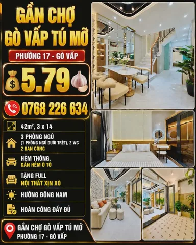 🍀 GẦN CHỢ GÒ VẤP TÚ MỠ PHƯỜNG 17 GÒ VẤP 42M² 3PN 💰5.79🧄 📱0768 226 634