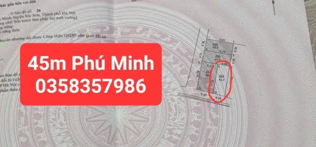 Bán Đất Phú Minh DT 45m vuông,MT 4m
Giá bán 2 tỷ 430 triệu