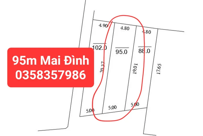 Bán đất DT 95m vuông,MT 5m
Giá bán 5 tỷ 850 triệu