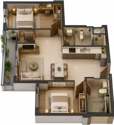 64m2 Harmonie - Giá 5.7 tỷ chiết khấu nhanh 11% - 2PN2WC Arcadia