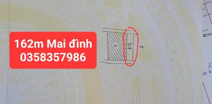 Bán đất Mai Đình DT 162m vuông,MT 5m
Giá bán 5 tỷ 720 triệu