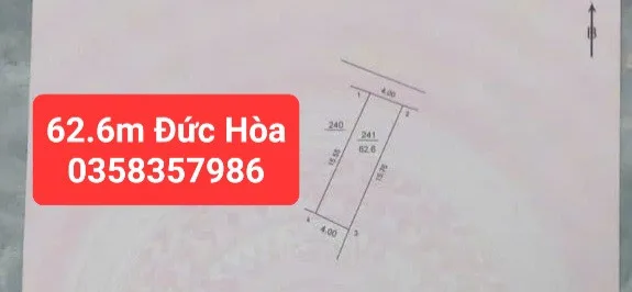 Bán đất Đức Hòa DT 62.6m,MT 4m full thổ cư
Giá bán 1 tỷ 730 triệu