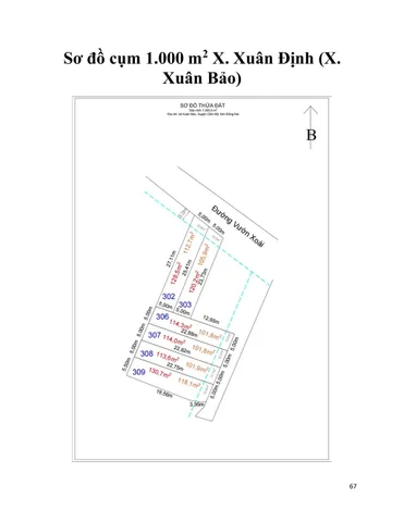 5. Cụm 1.000 m2 X. Xuân Định (X. Xuân Bảo)
Vị trí đất: Link
 THÔNG TIN LÔ ĐẤT 
• Hướng: Đông, Bắc.
• Khu dân cư: Hiện hữu, đông đúc.