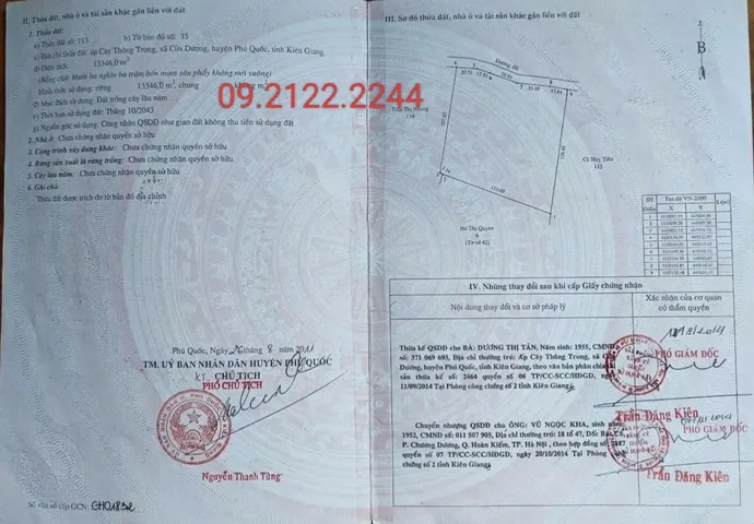 Bán đất 13346m2 Cây Thông Trong Ngang 88.6m giá 30.6tỷ tại Đặc Khu Phú Quốc