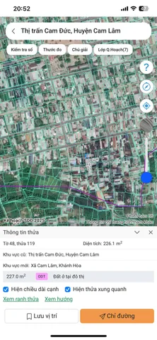 119.48 226m2 
vị trí : THỊ TRẤN CAM ĐỨC CAM LÂM
DIỆN TÍCH :226.1M2 NGANG 8 X28
giá tổng bán :3 TỶ 500TR THỔ CU 100M
LIÊN HỆ : MINH HIẾU 0389623794 BĐS