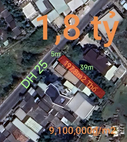 Bán  nhà xã vàm cỏ mặt tiền DH 25 giá 1,8 tỷ