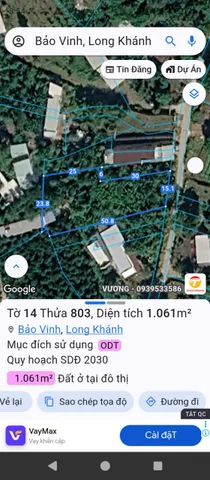 Bán lô đất 1061m2 tại phường Bảo VInh, Long Khánh, Đồng Nai