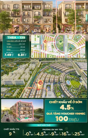 Bán liền kề xẻ khe 105m2 TH8A-139 khu Thiên Hà Vinhomes Dương Kinh Hải Phòng.