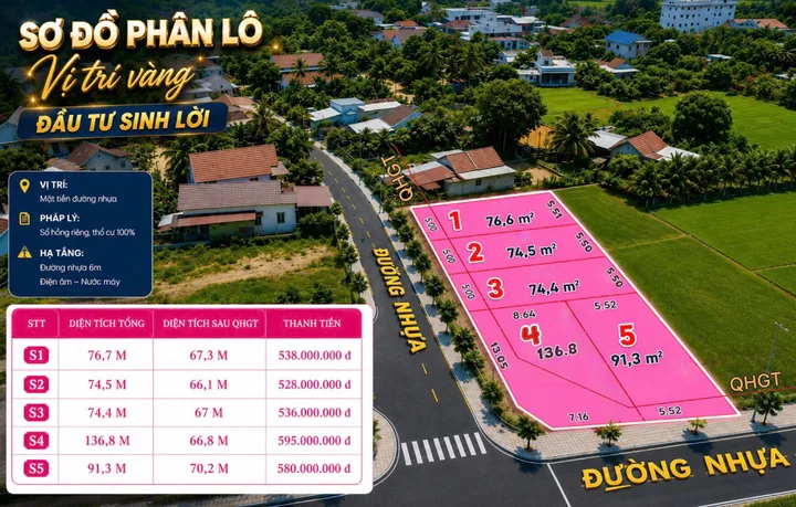 Bán Đất Cách KCN VCN Diên Thọ chỉ 1km Giá 538Tr
