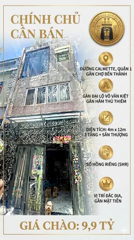 TT QUẬN 1 – CALMETTE – SÁT ĐẠI LỘ VÕ VĂN KIỆT – GẦN CHỢ BẾN THÀNH, NHÀ ĐẸP, SHR