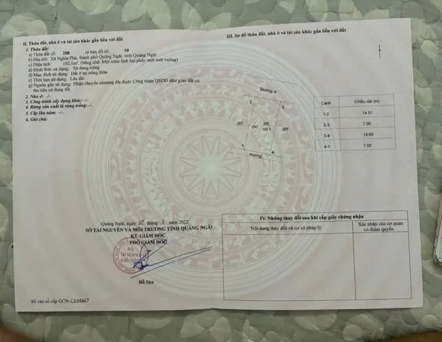 Chủ cần ra nhanh lô Nghĩa Phú 7x15m cách cổng biên Phòng 100m