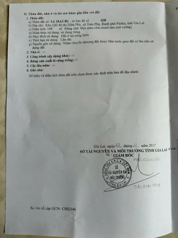 Khu quy hoạch diên phú... nay thuộc phường diên hồng. Lô số 18
Diện tích:12m dài 16m( full
lhzl