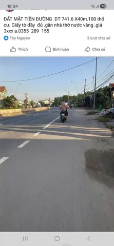 Bán đất mặt tiền ĐT741 gần Giáo xứ Nước Vàng, sổ riêng, có thổ cư, đã lên móng sẳn
