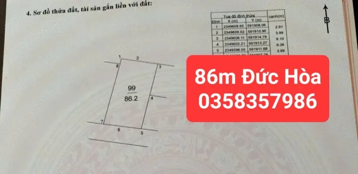 Bán đất DT 86.2m vuông,MT 7m full thổ cư,giá bán 2 tỷ 250 triệu