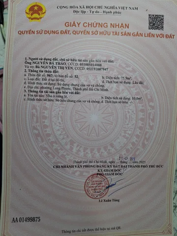 Cần ra gấp lô đất thổ cư 100% dự án Việt Nhân 1234, Long Phước
