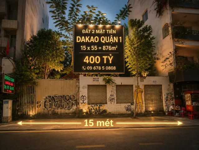 [876m2] Đất 2 Mặt Tiền Dakao Quận 1 - 15m x 55