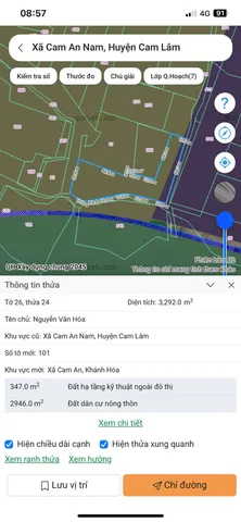 24.26 3292M2 GIÁ 1TY5/SAO 
vị trí : VĨNH ĐÔNG CAM AN KHÁNH HOÀ
DIỆN TÍCH :3292M2 BÁM ĐƯỜNG 100M 2MT 68M
giá tổng bán 4TY938 TRIỆU
LIÊN HỆ : MINH HIẾU 0389623794 BĐS