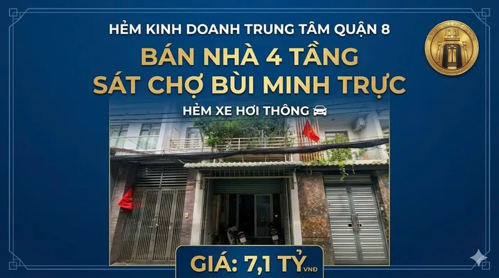 NHÀ 4 TẦNG, HXH, NGAY SÁT CHỢ SÁNG BÙI MINH TRỰC, GẦN TẠ QUANG BỬU, 50M2, SHR