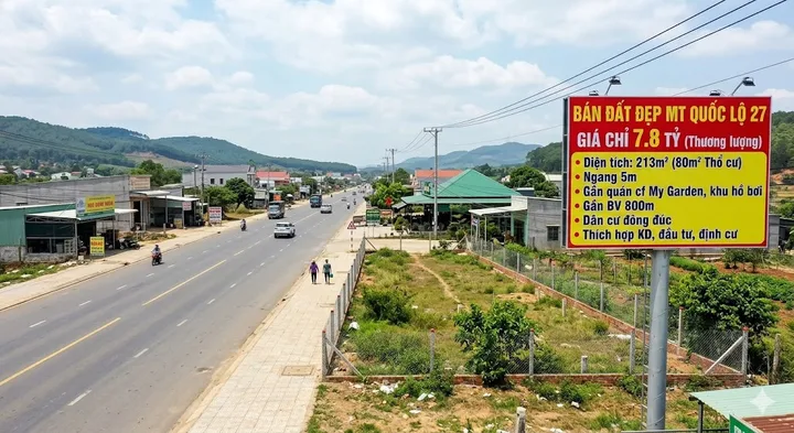 SĂN ĐẤT TRỤC ĐỒNG LỰC QL27 - TÂM ĐIỂM TÂN VĂN LÂM HÀ CHỈ 7,8 TỶ
