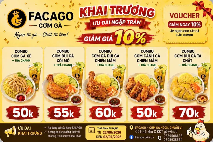 ĐẾN VỚI: FACAGO – CƠM GÀ NGON CHUẨN VỊ - TẠI DƯƠNG NỘI HN. 
ĐẶT MÓN LH:0389508633 – 0395938654.