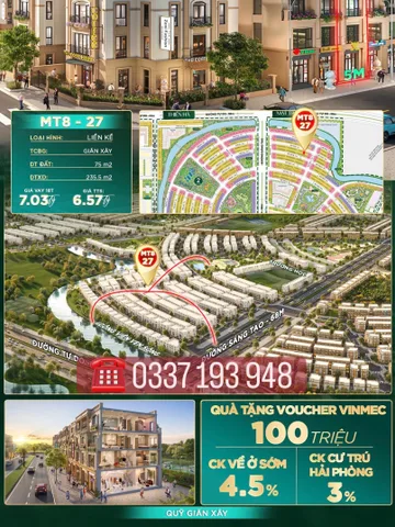 Bán căn liền kề 75m2 MT8-27 khu Mặt Trời Vinhomes Dương Kinh Hải Phòng.