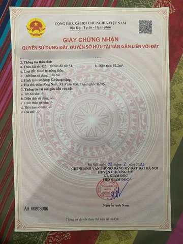 81.2m2 full thổ cư tại Thôn Đông Nam, Xã Xuân Mai, Hà Nội