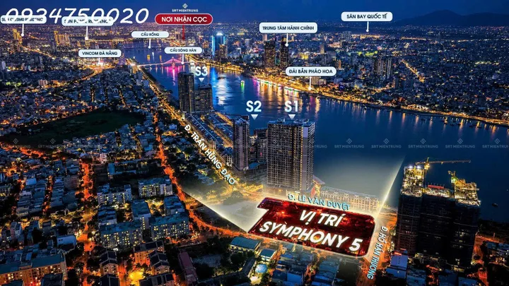 Bán căn hộ Symphony 5 tầng 24 trực diện sông Hàn, view trọn vịnh Đà Nẵng.