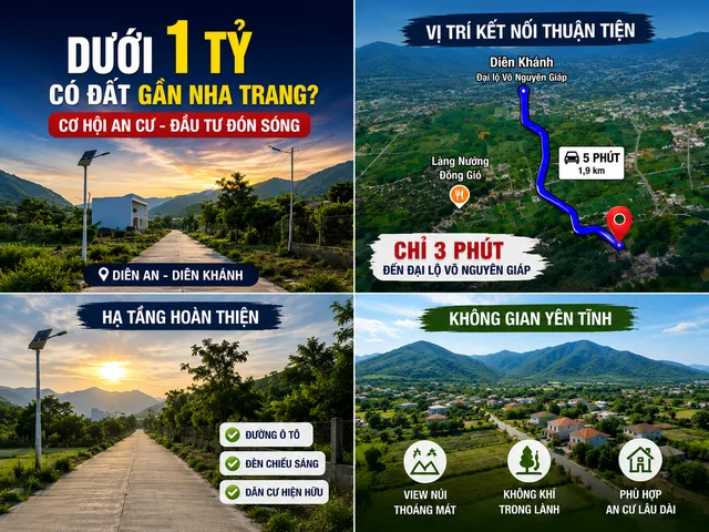🏡 ĐẤT NỀN DIÊN AN - GIÁP RANH NHA TRANG - GIÁ DƯỚI 1 TỈ