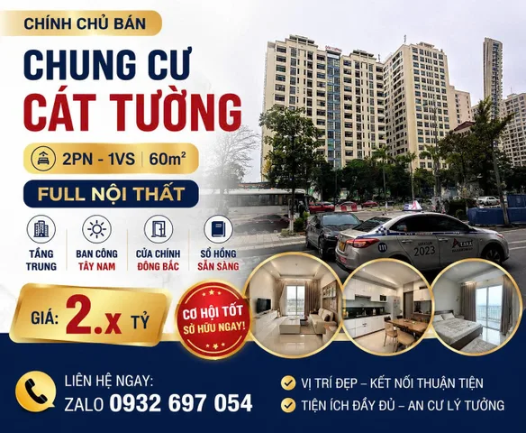 CHÍNH CHỦ BÁN CĂN HỘ CHUNG CƯ CÁT TƯỜNG 2N1VS