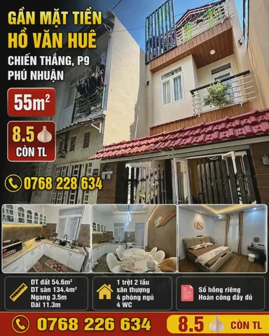 🏡 GẦN MẶT TIỀN HỒ VĂN HUÊ, CHIẾN THẮNG, P9, PHÚ NHUẬN. 55M². 💰 8.5🧄 CÒN TL. 📱 0768 226 634

📱