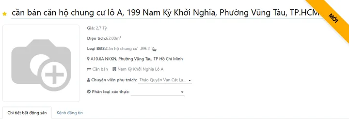 🏢 BÁN CĂN HỘ TẦNG TRUNG 62M² (2PN) CHUNG CƯ LÔ A, 199 NAM KỲ KHỞI NGHĨA, VŨNG TÀU – SỔ HỒNG LÂU DÀI – GIÁ CHỈ 2.68 TỶ