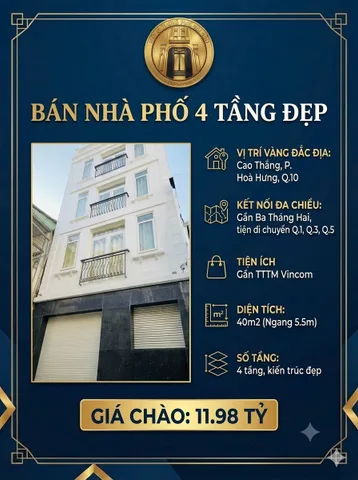 NHÀ ĐẸP 4 TẦNG, TT QUẬN 10, GẦN VINCOM 3/2,  NGANG 5.5M, FULL NỘI THẤT, SHR