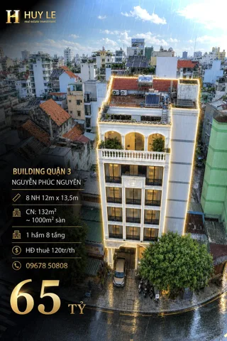 Toà Building Mặt tiền 224 226 Quận 3 (8/12 x 13,5 - 1 hầm 8 tầng)